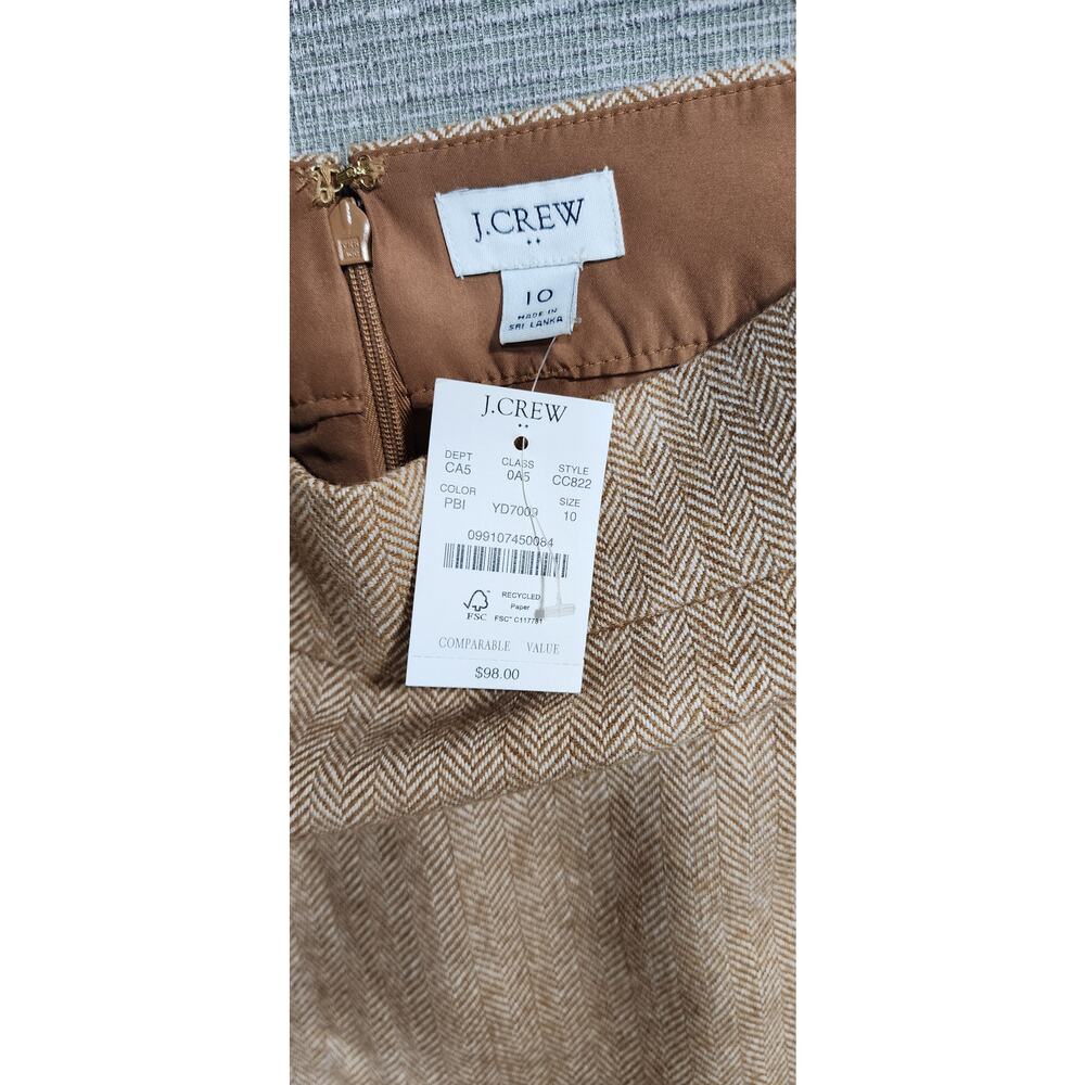 J.Crew Womens Herringbone Skirt Wool Blend Tan Size 10 NWT - Picture 7 of 10